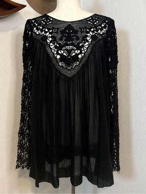New Free People Vera crochet Lace top oversized XS $198